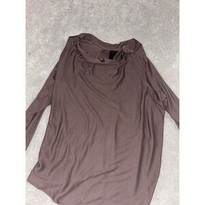 womens heather‎ a symmetrical hem brown long sleeve Small Brown Modal USA
